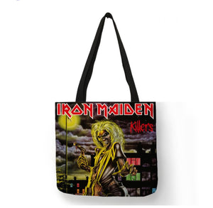 new iron maiden killers canvas tote bags image is printed on both sides women unisex music men killers apparel handbags