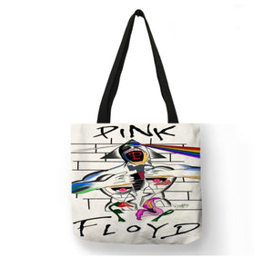 new pink floyd the wall multi heads canvas tote bags image is printed on both sides women unisex the wall music men classic rock apparel handbags
