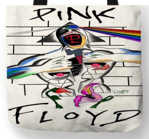 new pink floyd the wall multi heads canvas tote bags image is printed on both sides women unisex the wall music men classic rock apparel handbags