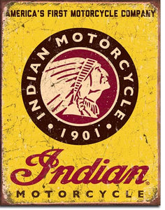 new indian motorcycle since 1901 wall art shop sign man cave metal sign 12.5width x 16height decor motorcycle indian motorcycle novelty