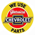new we use genuine chevrolet parts 24 round embossed aluminum sign wall decor trucks transportation general motors die cut chevy cars auto novelty