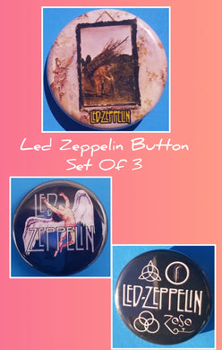 new led zeppelin button set of 3 fashion buttons are 1.25 inches in size Set Includes Led Zeppelin Color Angel Led Zeppelin IV Album Cover Led Zeppelin Zoso Symbols collection music classic rock pinback