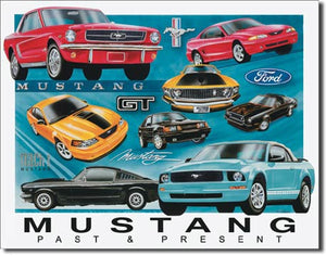 new mustang chronology collection man cave wall art shop metal sign 16width x 12.5height decor transportation ford cars auto novelty