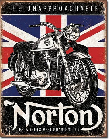 new the unapproachable norton motorcycle racing metal sign wall art man cave 12.5width x 16height wall decor transportation motorcycle novelty