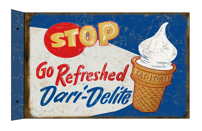 new stop go refreshed dairy delights ice cream flange metal sign 12x18 decor fiange sign novelty