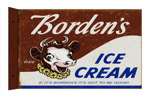 new bordens ice cream nostalgic reproduction flange sign 12x18 wall decor novelty food