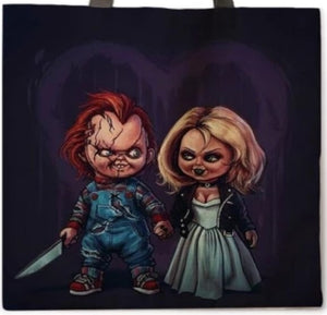 new chuck tiffany canvas tote bags image is printed on both sides unisex movie horror apparel accessories