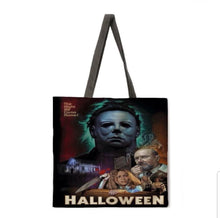 Load image into Gallery viewer, new halloween the night he came home michael myers canvas tote bags image is printed on both sides women unisex men movie horror apperal handbags
