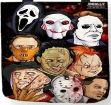 Load image into Gallery viewer, New 9 Guy Cartoon Collage Canvas Tote Bags Ghostface Jigsaw Michael Myers Hannibal Lecter Leatherface Chucky Freddy Krueger Jason Voorhees And Candyman

