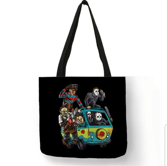 new dream machine canvas tote bags image is printed on both sides women unisex movie men horror apparel handbags