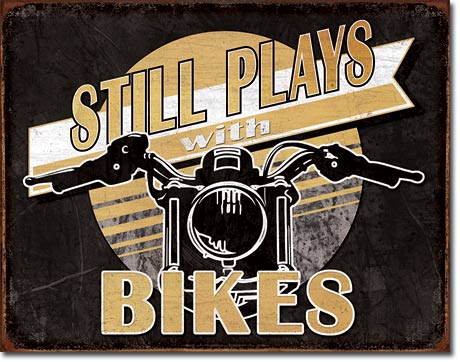 new still plays with bikes distressed motorcycle wall art shop sign man cave metal sign 16width x 12.5height decor transportation motorcycle novelty