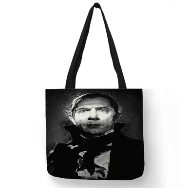new black white dracula canvas tote bags image is printed on both sides woman vintage hollywood horror