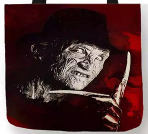 new freddy red canvas tote bags image is printed on both sides women unisex movies nightmare on elm street men horror apparel handbags
