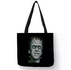 new herman munster canvas tote bags image is printed on both sides women unisex vintage hollywood the munsters men apparel handbags