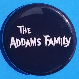 new the addams family button set of 7 fashion buttons are 1.25 inches in size Set Includes Group Picture The Addams Family Logo Morticia Gomez Morticia In A Chair Morticia Up close Uncle Fester Wednesday vintage hollywood movie collection tv pinback