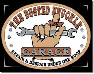 new the busted knuckle garage repair despair under one roof man cave metal sign 16width x 12.5height wall decor vw ford v8ford trucks transportation harley davidson motorcycle general motors ford advertising cars auto