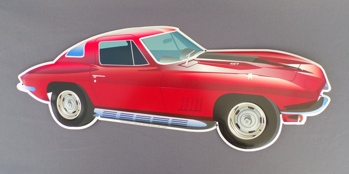 1967 Corvette Aluminum Embossed Shape Die Cut Sign. 24 inches Wide x 8 inches Tall Sign Has Pre Punched Holes For Easy Hanging transportation auto automobile