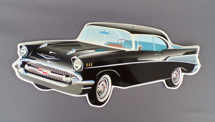 new chevy 1957 bel air die cut aluminum sign 24 wide x 10 tall wall decor transportation general motors chevy cars novelty