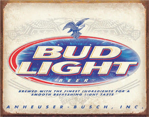 new bud light beer anheuser busch wall decor bar metal sign 16width x 12.5height man cave beer bar novelty wall decor
