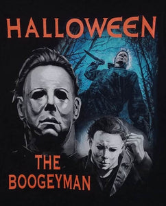 new halloween michael myers the boogey man unisex silkscreen t-shirt Available from small-3xl women men movies horror adult apparel shirts tops clothing