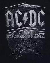 Load image into Gallery viewer, New AC/DC Back In Black 1980 Men&#39;s Silkscreen T-Shirt. Available From Small-3XL. Image Is On The Front Of The Shirt hard rock classic rock apparel unisex
