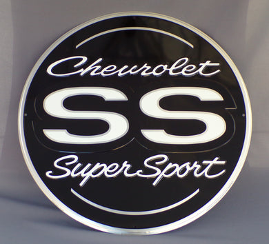 new chevrolet ss super sport 24 round embossed aluminum sign garage sign wall decor man cave transprtation generl motors chevy cars auto novelty