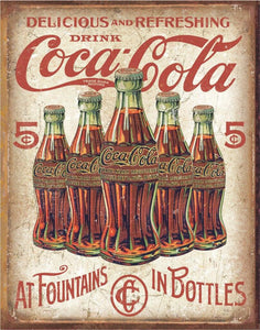 new coca cola delicious and refreshing 5 cent nostalgia looking-wall art metal sign 12.5width x 16height wall decor vintage looking novelty drink sodas
