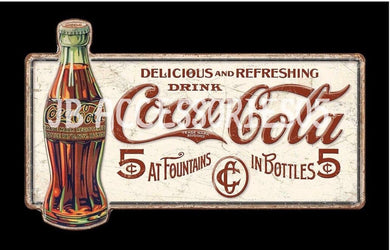 new coca cola delicious 5 cents die cut signs 28widthx17.5height wall decor metal sign novelty drinks soda vintage aluminum