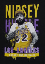 Load image into Gallery viewer, new nipsey hussle laker themed unisex silkscreen t shirt available from small-3xl women unisex rap music men hip hop rap apparel adult shirts tops
