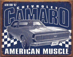 new chevrolet camaro american muscle nostalgia looking metal sign 16width x 12.5height auto transportation chevy wall decor novelty