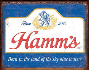 new hamms born in the land of the sky blue waters bar metal sign 16width x 12.5height wall decor man cave cerveza beer bar novelty