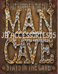 new man cave diamond plate wall art bar metal sign 12.5width x 16height decor men novelty