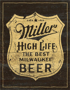 new miller high life vintage shield man cave wall decor metal sign 12.5width x 16height brewing company advertising novelty