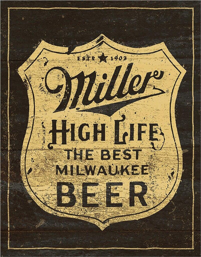 new miller high life vintage shield man cave wall decor metal sign 12.5width x 16height brewing company advertising novelty