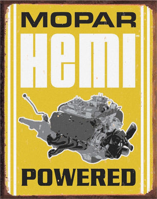 new mopar hemi powered vintage looking metal sign 12.5width x 16height trucks transportation dodge cars novelty