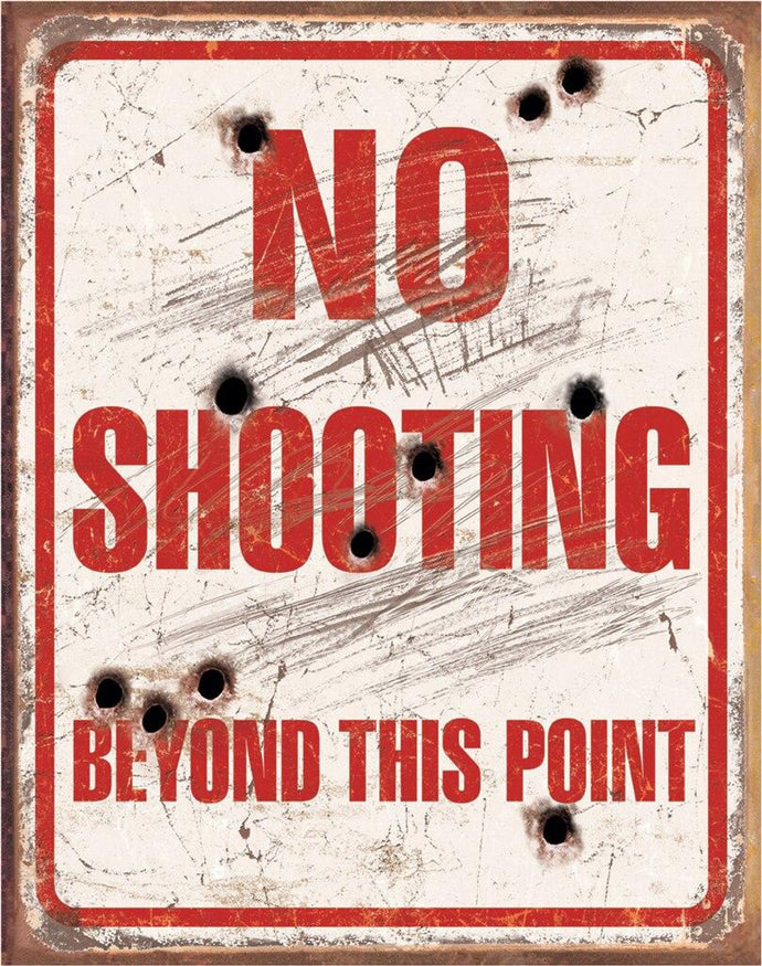new no shooting beyond this point home decor wall art metal sign 12.5width x 16height warning sign no shooting metal sign homeland security home protection second amendment novelty
