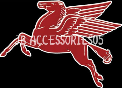 new mobil pegasus horse large embossed aluminum die cut sign 23.5width x 18.5height wall decor transportation auto advertising novelty