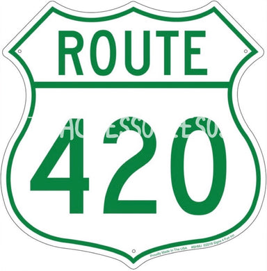 new route 420 die cut embossed aluminum signs 12tall x 12wide parody advertising novelty