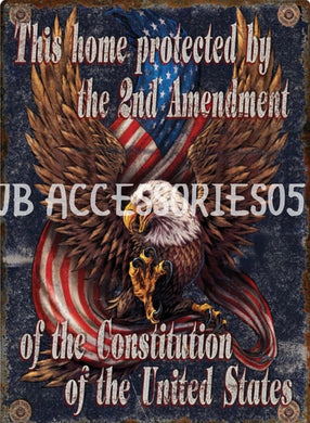 new this home is protected by the second amendment wall art home protection 12.5width x 16height decor usmc usa smith wesson remington navy military marines home dont tread on me colt army america air force advertising novelty