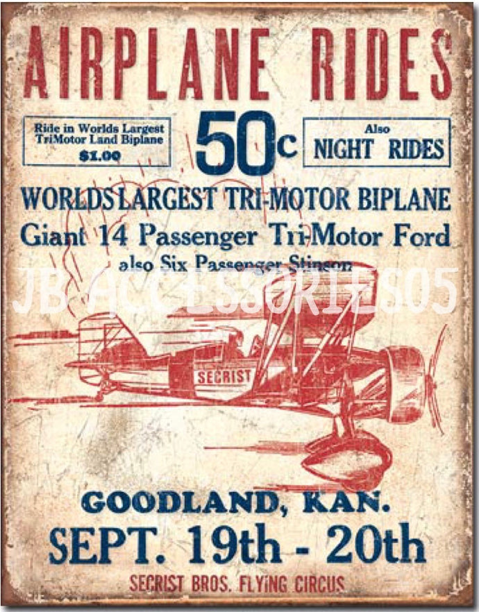 new airplane rides 50cents aviation metal signs 12.5 inches width 16 inches height transportation